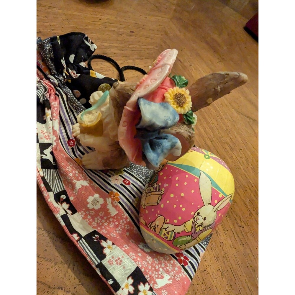 Spring Bunny Decor Bundle: Handcrafted Style Resin Rabbit, Traditional Paper... - Picture 9 of 10